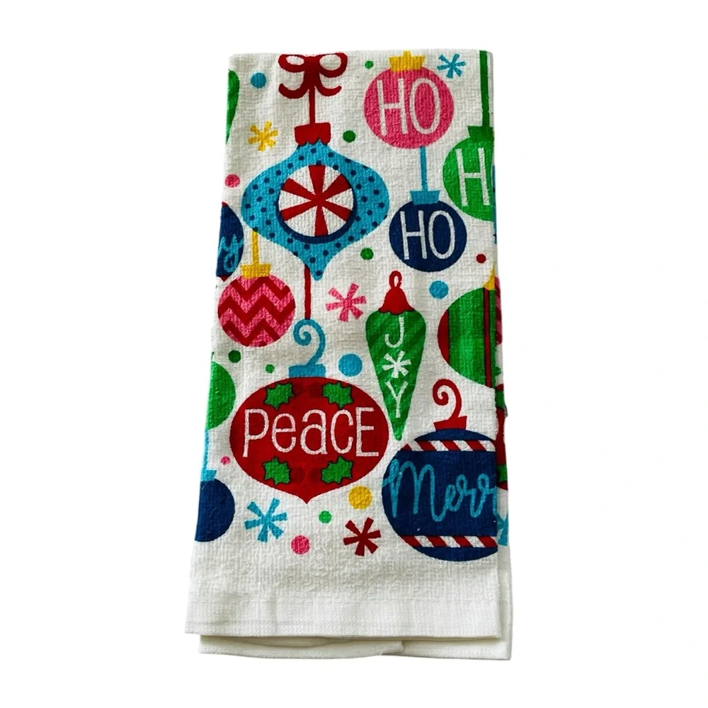 Holiday Ornaments Cotton Kitchen Towel 15”x24”